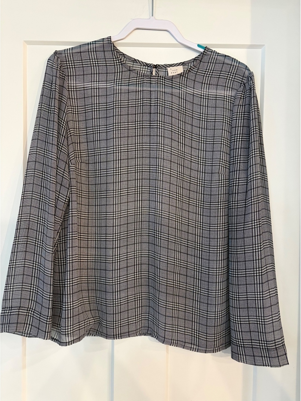 A New Day Black & White Houndstooth Blouse — Size XL